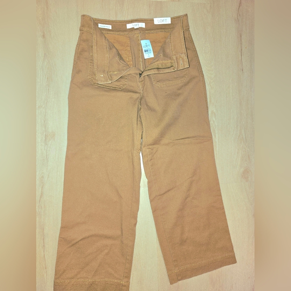 LOFT Tan/dark Camal Wide-Leg Trousers